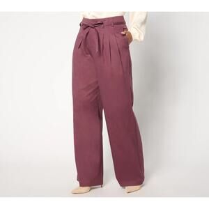 BEAUTIFUL by Lawrence Zarian Stretch Cotton Sateen Trousers Womens 6P Purple